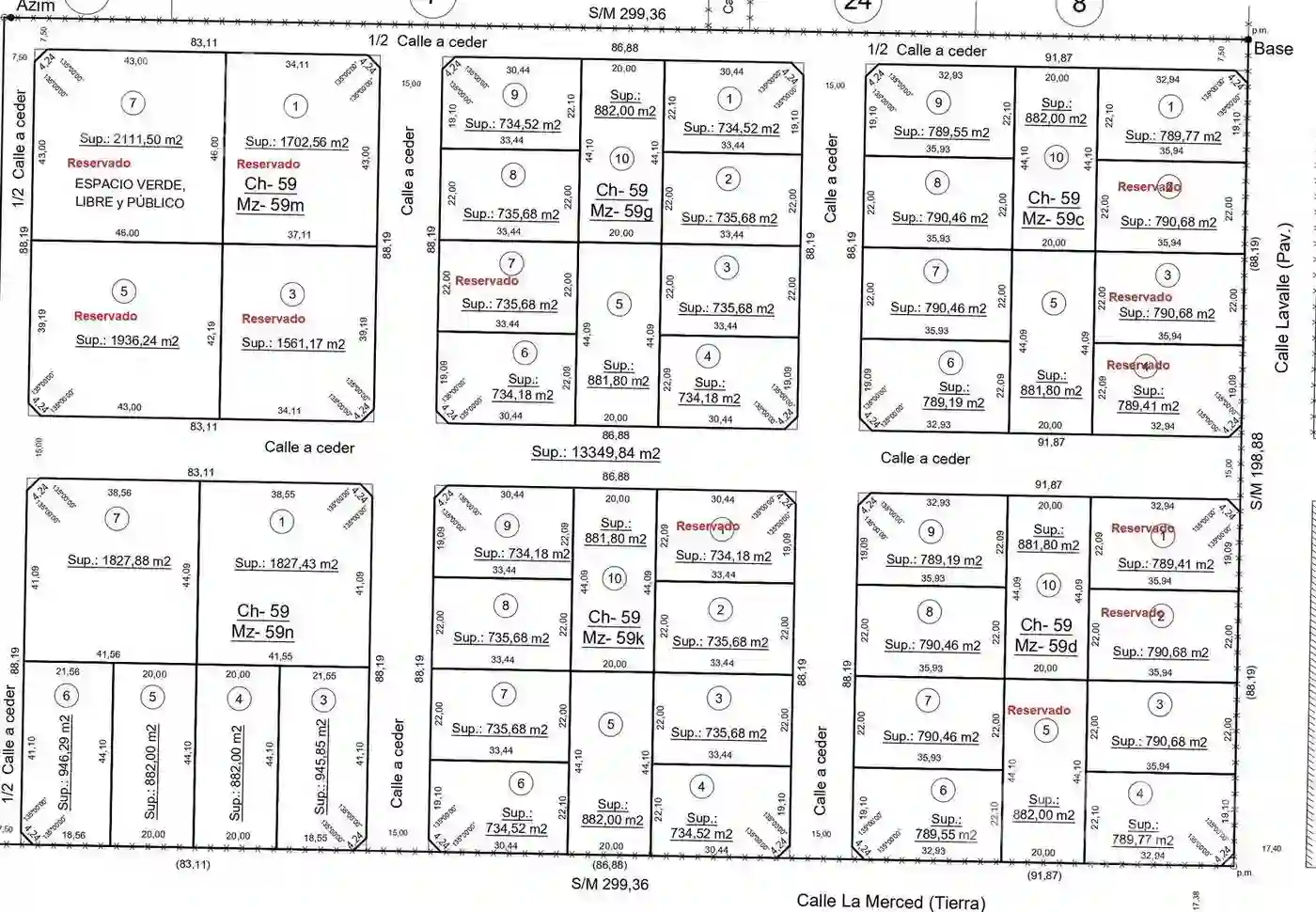 Plano de mensura del Desarrollo Lavalle